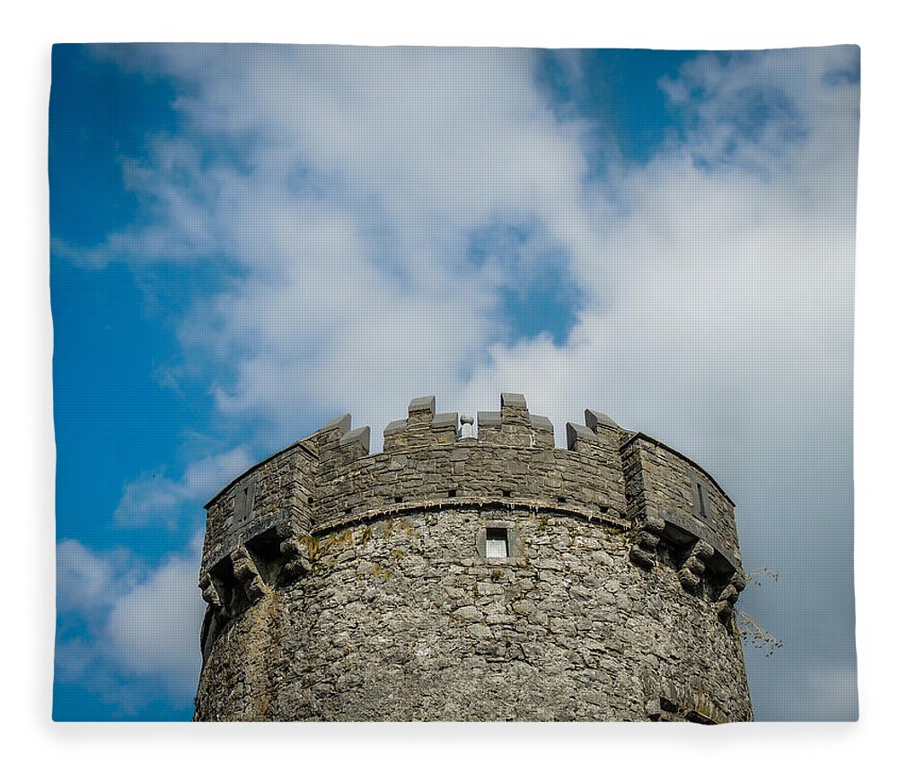 16th Century Fleece Blanket featuring the photograph Newtown Castle Tower in Ireland's Burren Region by James Truett