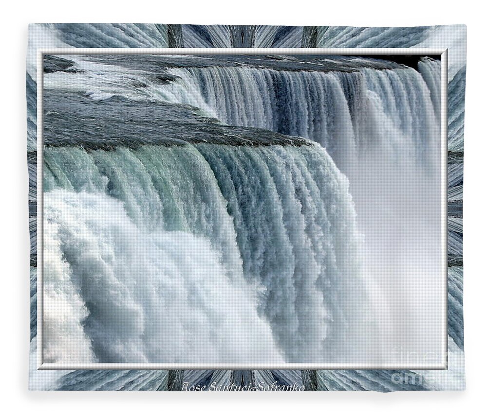 Niagara Falls Fleece Blanket featuring the photograph Niagara Falls American side closeup with warp frame by Rose Santuci-Sofranko