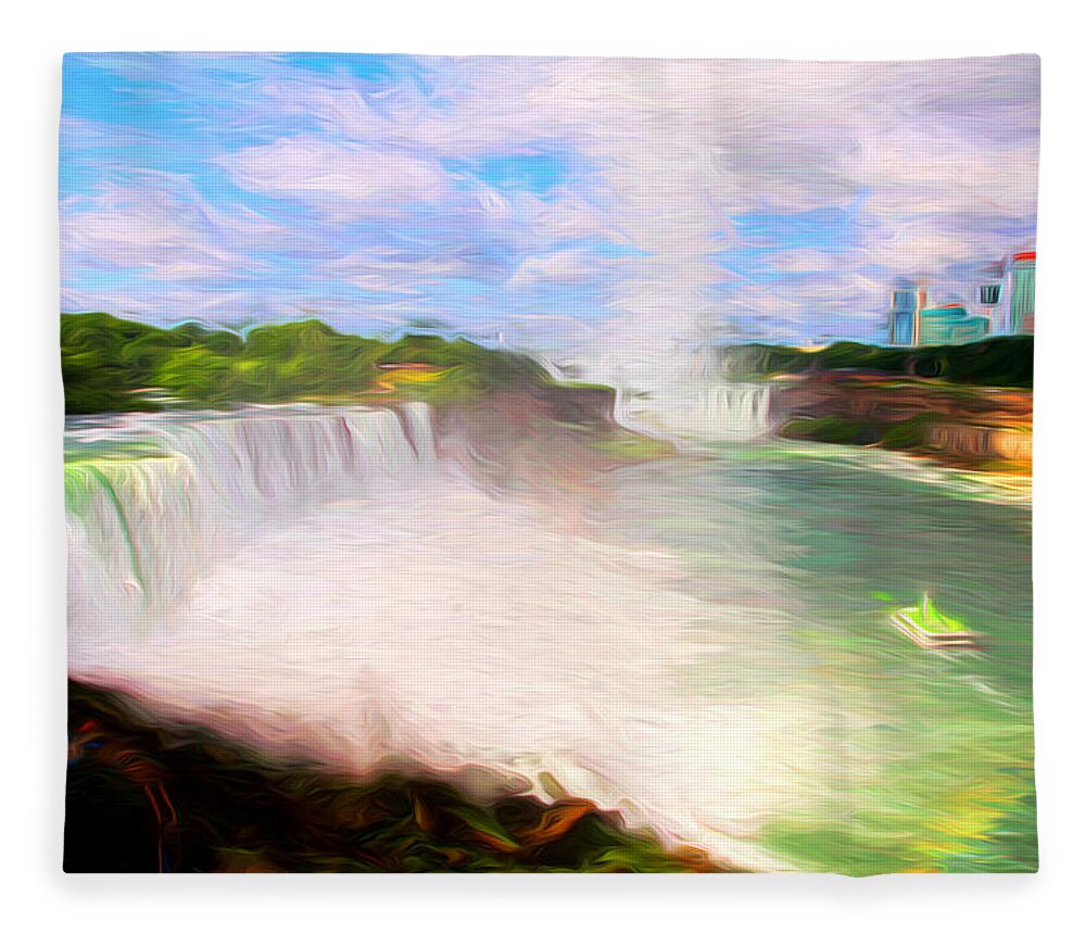 Waterfalls Fleece Blanket featuring the photograph Niagara Falls view 2 by John Freidenberg