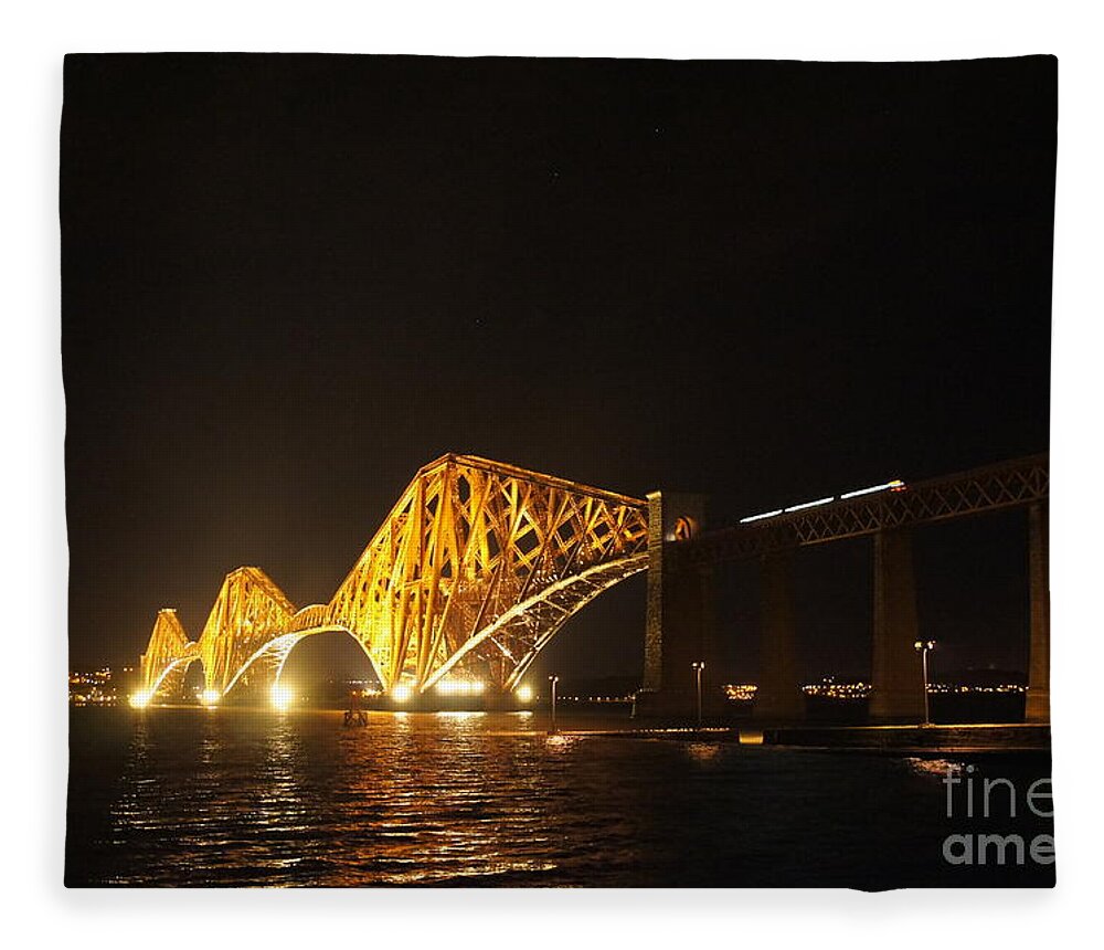 Night Lights Fleece Blanket featuring the photograph Night train by Elena Perelman