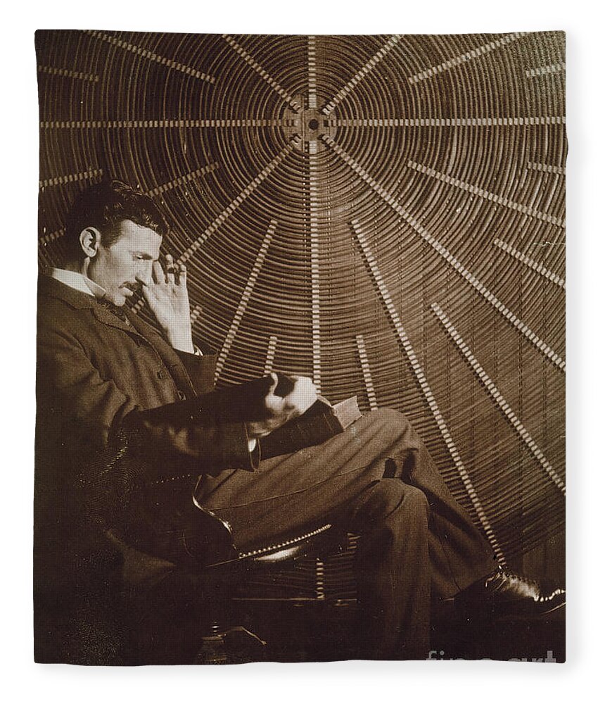 1895 Fleece Blanket featuring the photograph Nikola Tesla by Granger