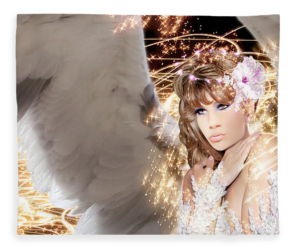 Angel Fleece Blanket featuring the photograph Nissrine An Angels Radiance by Acropolis De Versailles