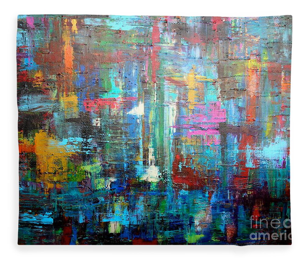 Abstract Fleece Blanket featuring the painting No. 1230 by Jacqueline Athmann