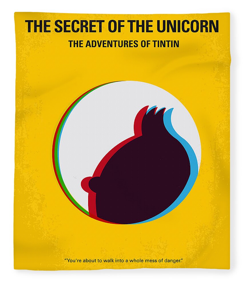 The Secret Of The Unicorn Fleece Blanket featuring the digital art No096 My TINTIN-3D minimal movie poster by Chungkong Art