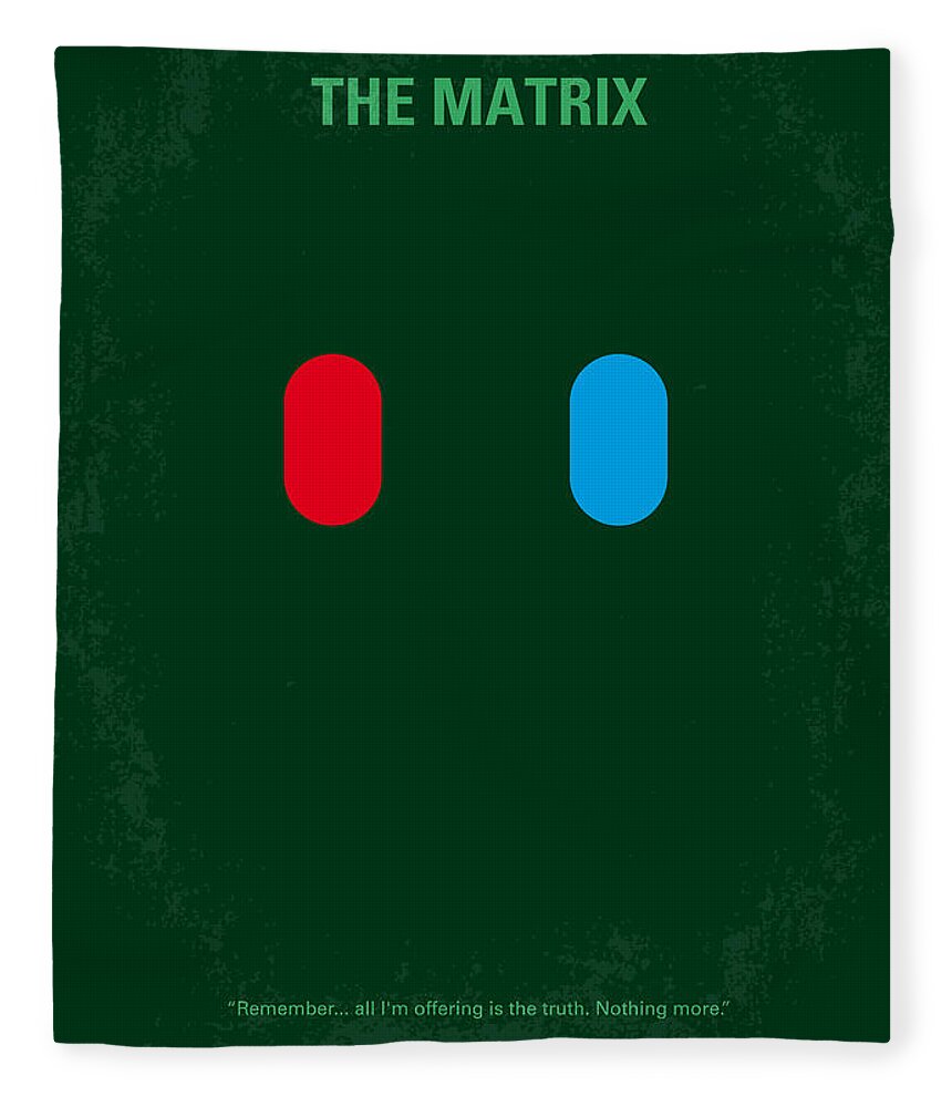 Matrix Fleece Blanket featuring the digital art No117 My MATRIX minimal movie poster by Chungkong Art