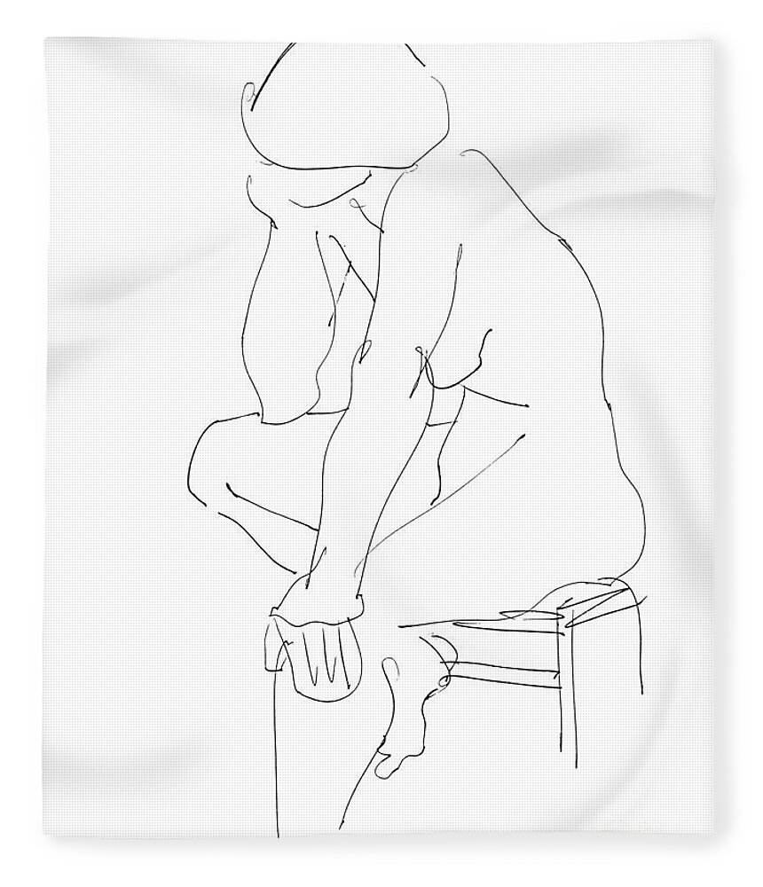 Female Fleece Blanket featuring the drawing Nude Female Drawings 12 by Gordon Punt