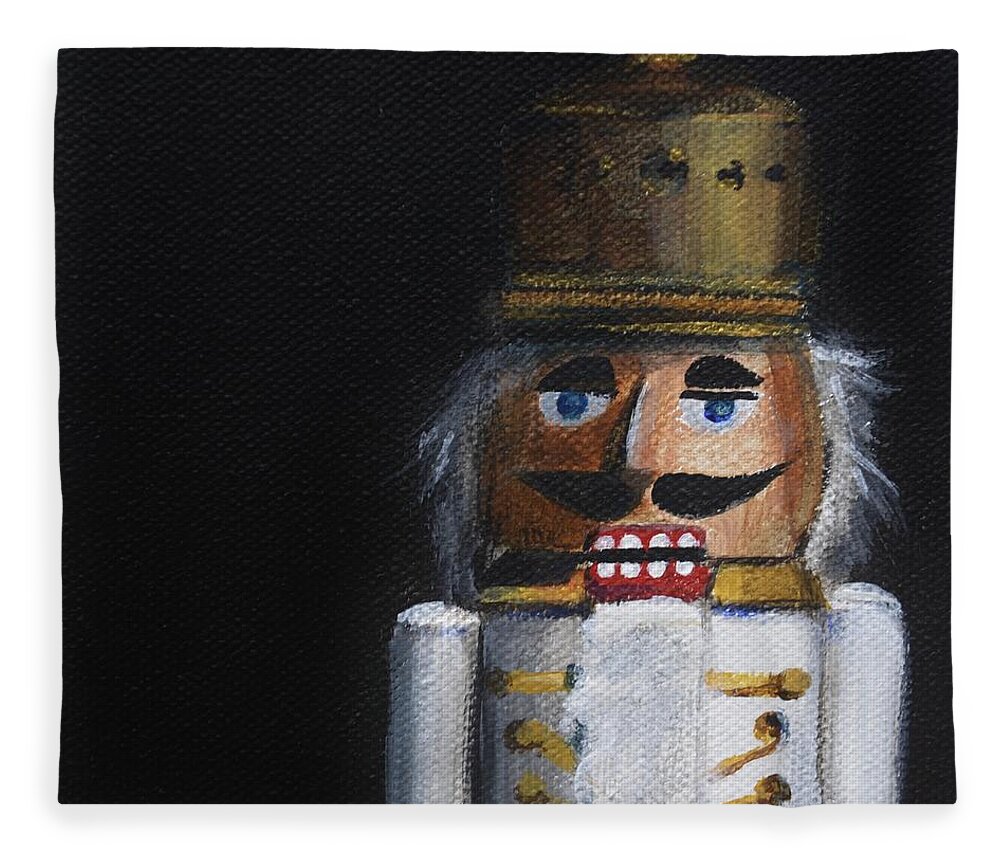 Christmas Fleece Blanket featuring the painting Nutcracker I by Donna Tuten