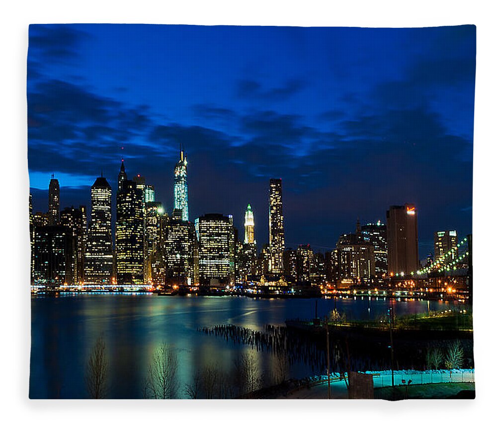 Amazing Brooklyn Bridge Photos Fleece Blanket featuring the photograph NY Skyline from Brooklyn Heights Promenade by Mitchell R Grosky