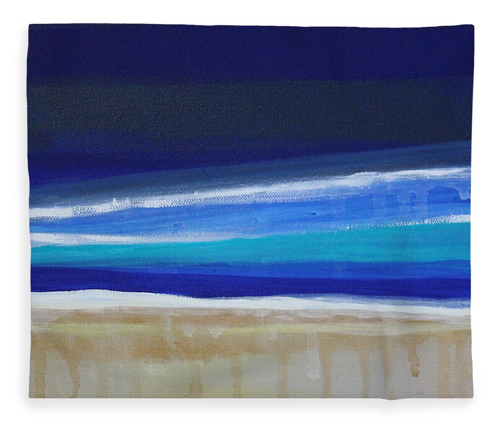 Abstract Painting Fleece Blanket featuring the painting Ocean Blue by Linda Woods