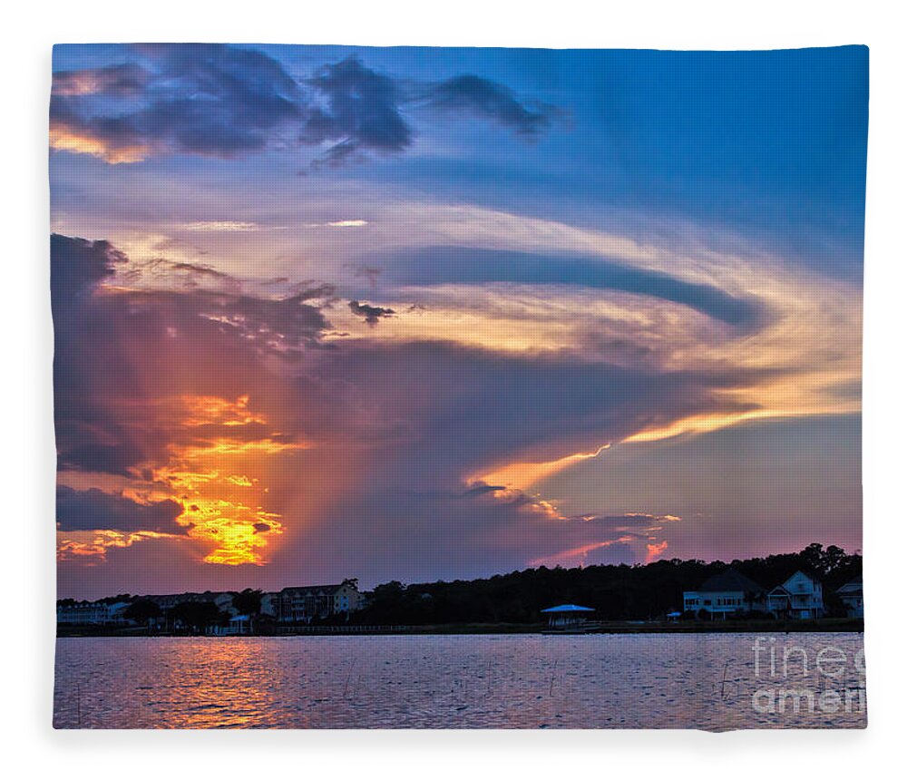 Ocean Isle Fleece Blanket featuring the photograph Ocean Isle Sunset by Jemmy Archer
