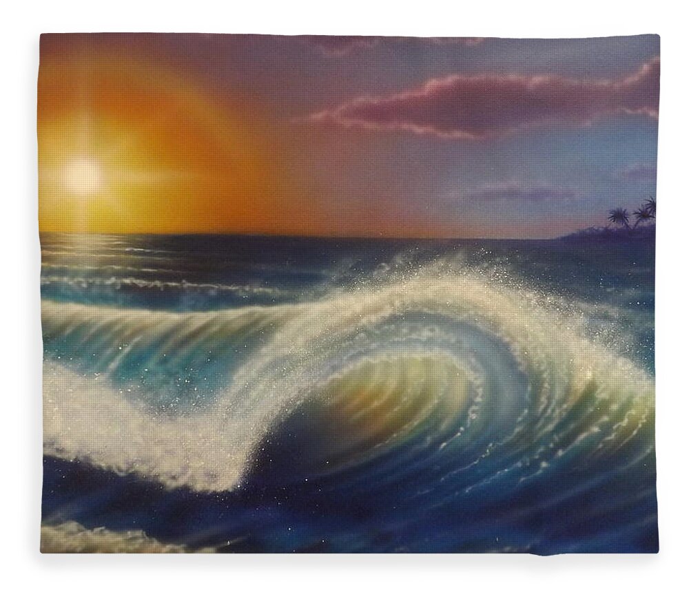 Ocean Fleece Blanket featuring the painting Ocean Wave by Darren Robinson