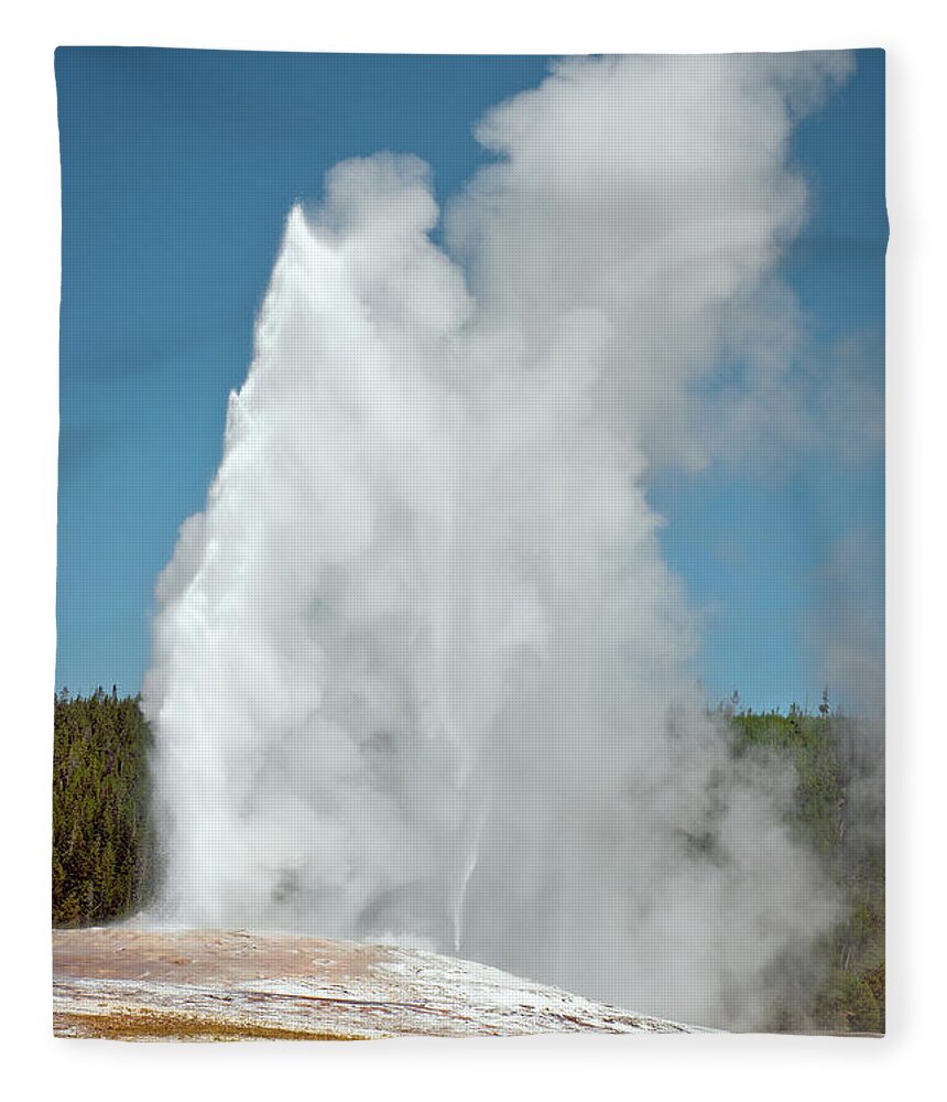 Scenics Fleece Blanket featuring the photograph Old Faithful In Yellowstone National by Pavliha