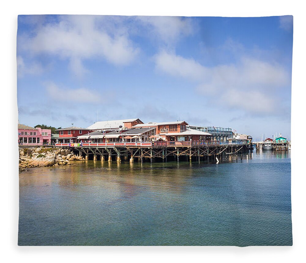 Monterey Fishermans Wharf Fleece Blanket featuring the photograph Old Fisherman's Wharf In Monterey by Priya Ghose