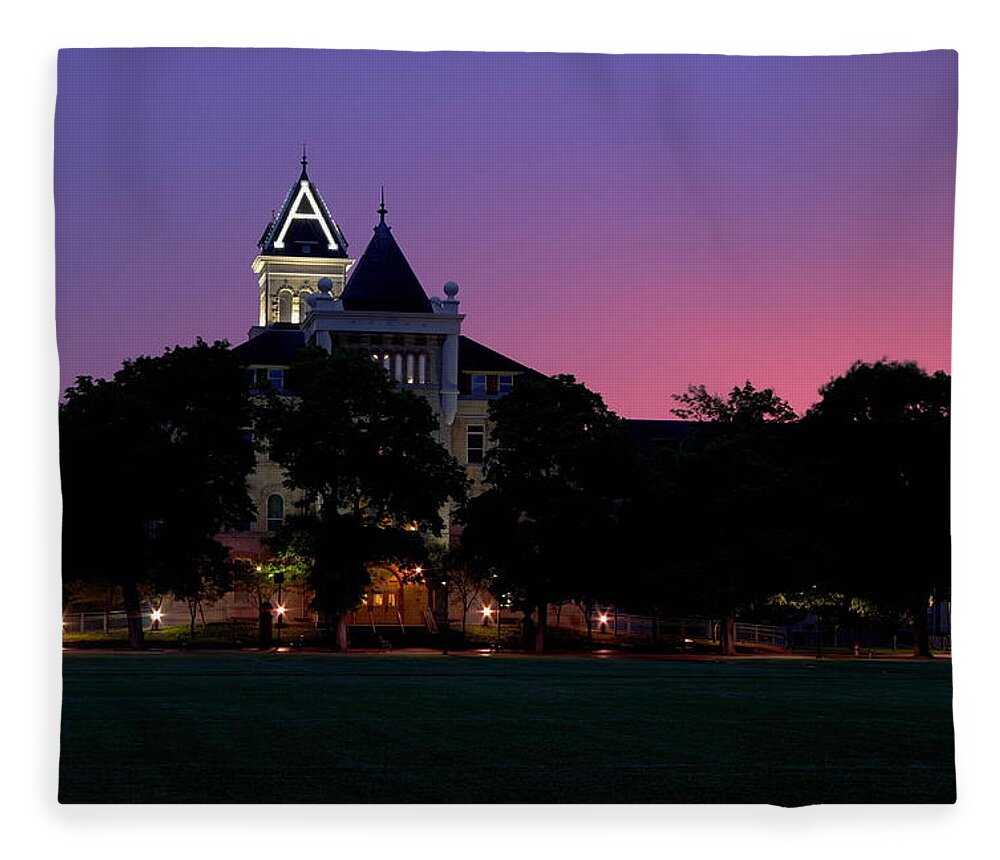 Aggie Fleece Blanket featuring the photograph Old Main by David Andersen