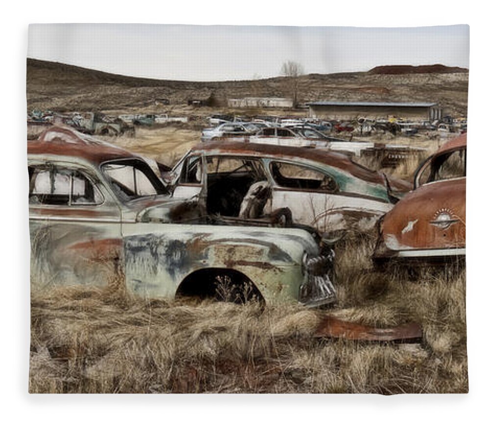 Old Wrecks Fleece Blanket featuring the photograph Old Wrecks by Wes and Dotty Weber