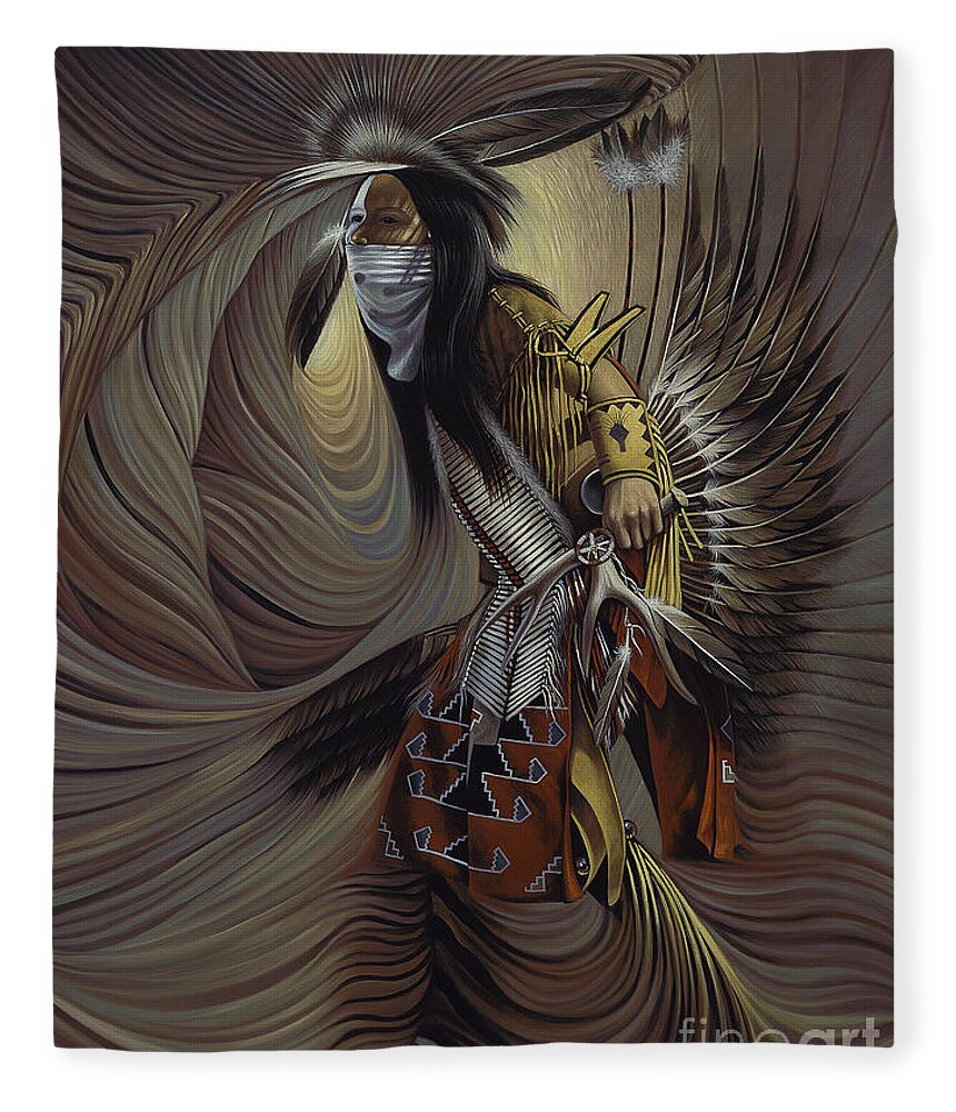 Native-american Fleece Blanket featuring the painting On Sacred Ground Series IIl by Ricardo Chavez-Mendez