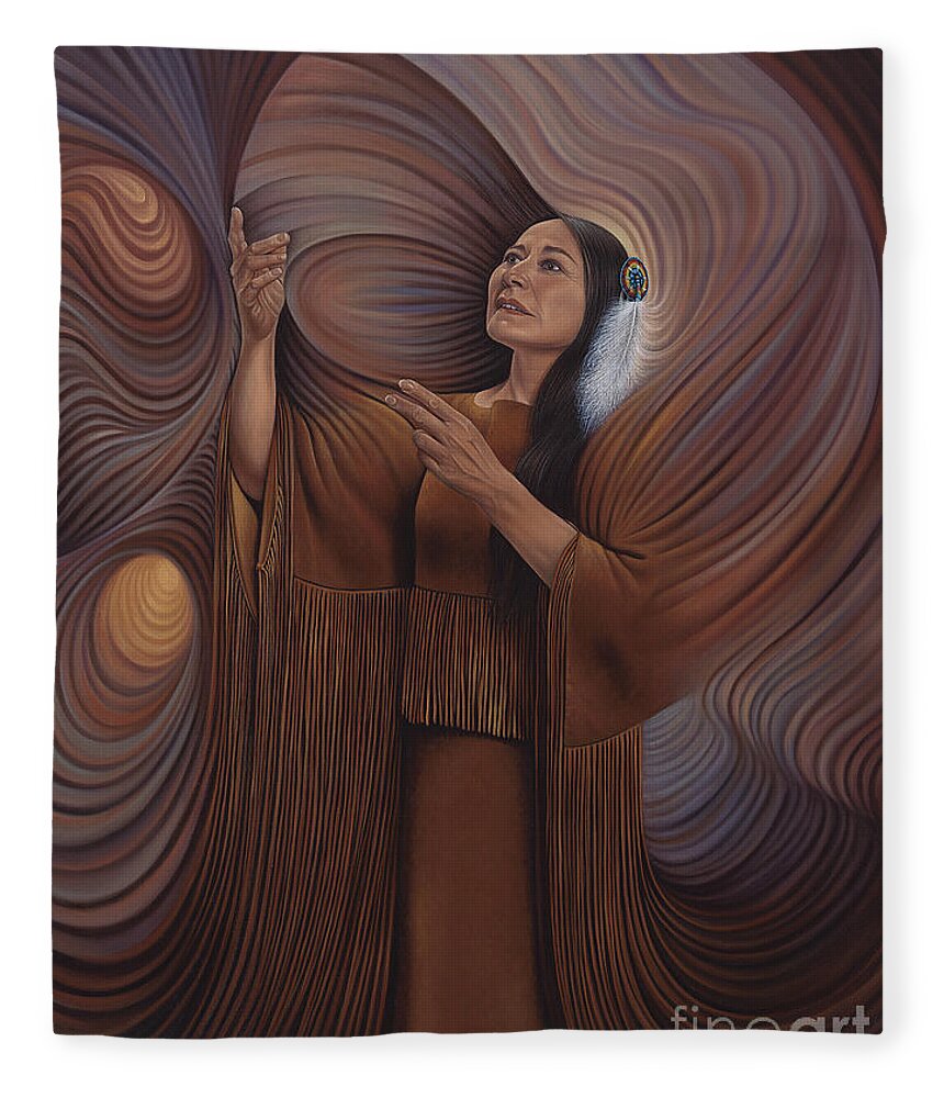 Bonnie-jo-hunt Fleece Blanket featuring the painting On Sacred Ground Series V by Ricardo Chavez-Mendez