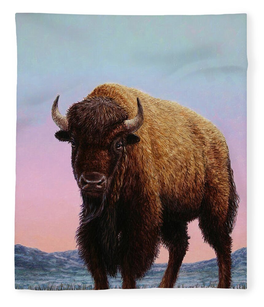 Buffalo Fleece Blanket featuring the painting On Thin Ice by James W Johnson