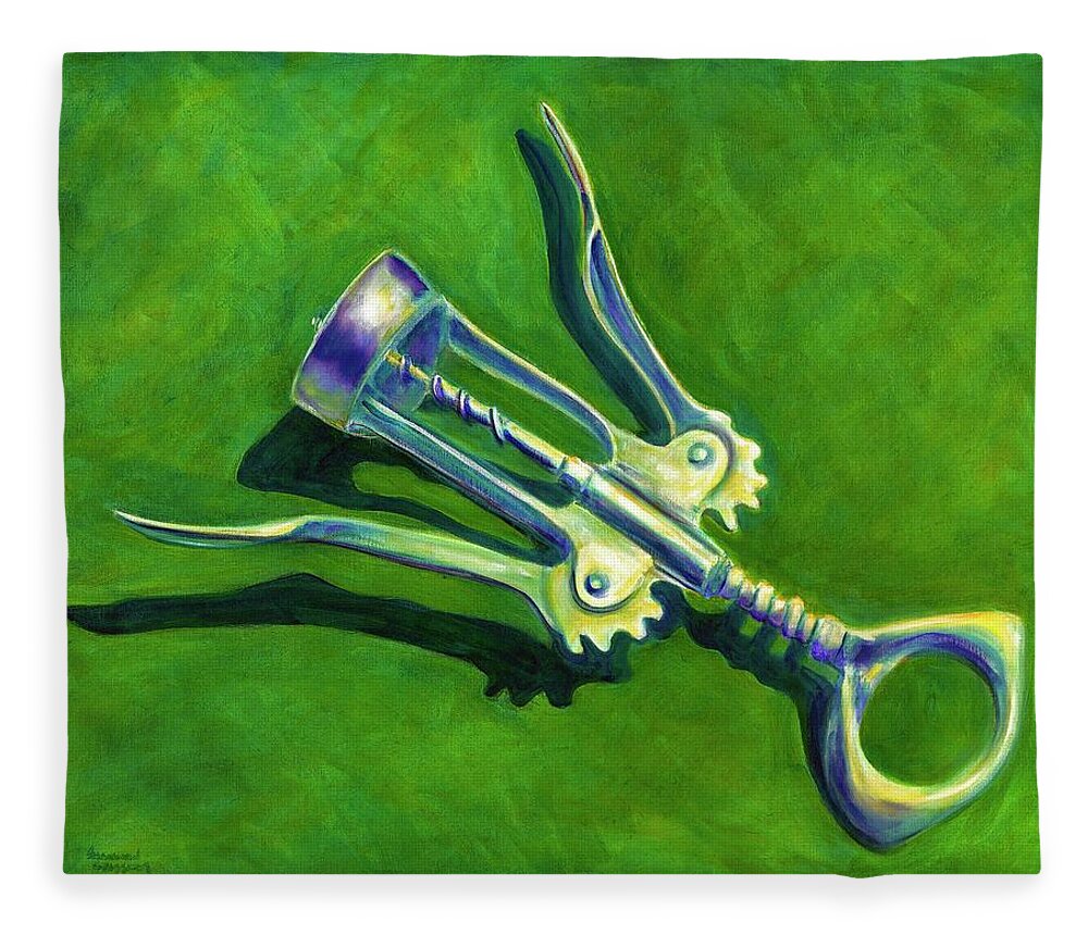 Corkscrew Fleece Blanket featuring the painting Open Open Open Green by Shannon Grissom