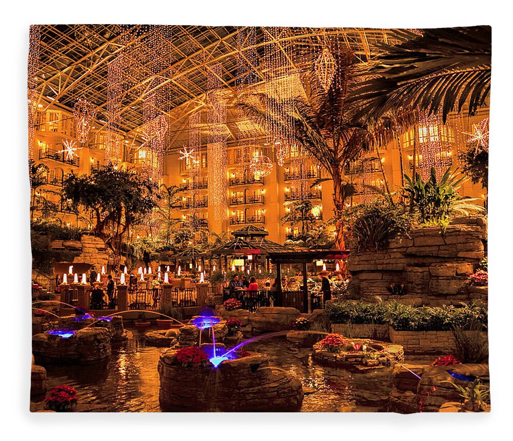 Opryland Fleece Blanket featuring the photograph Opryland Hotel at Christmas 2 by Diana Powell
