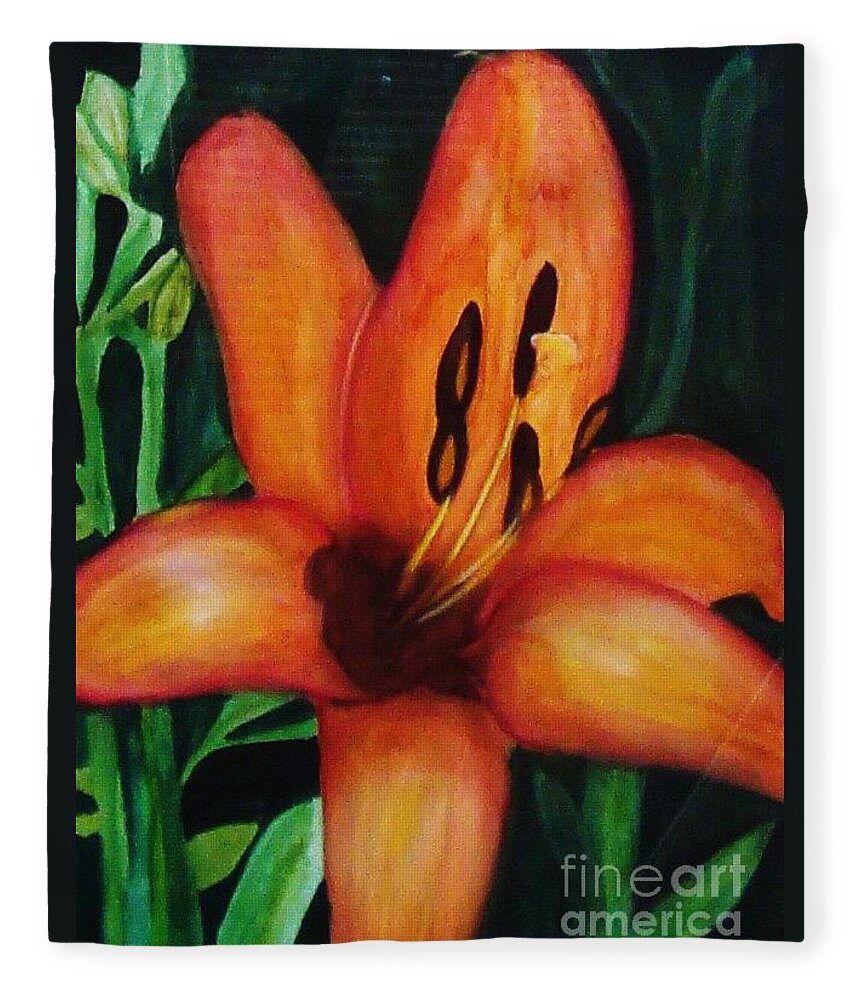  Flower Paintings Fleece Blanket featuring the painting Beautiful Lily Flower by Yael VanGruber