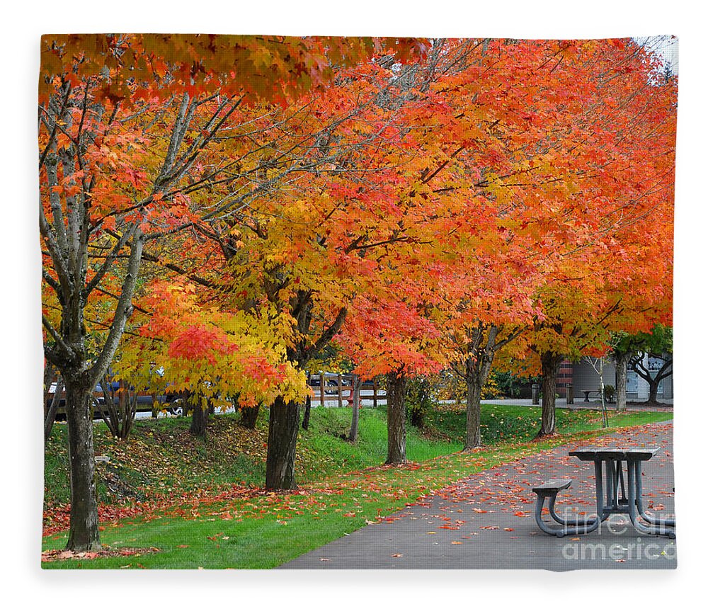 Autumn Fleece Blanket featuring the photograph Picnic Table by Kirt Tisdale
