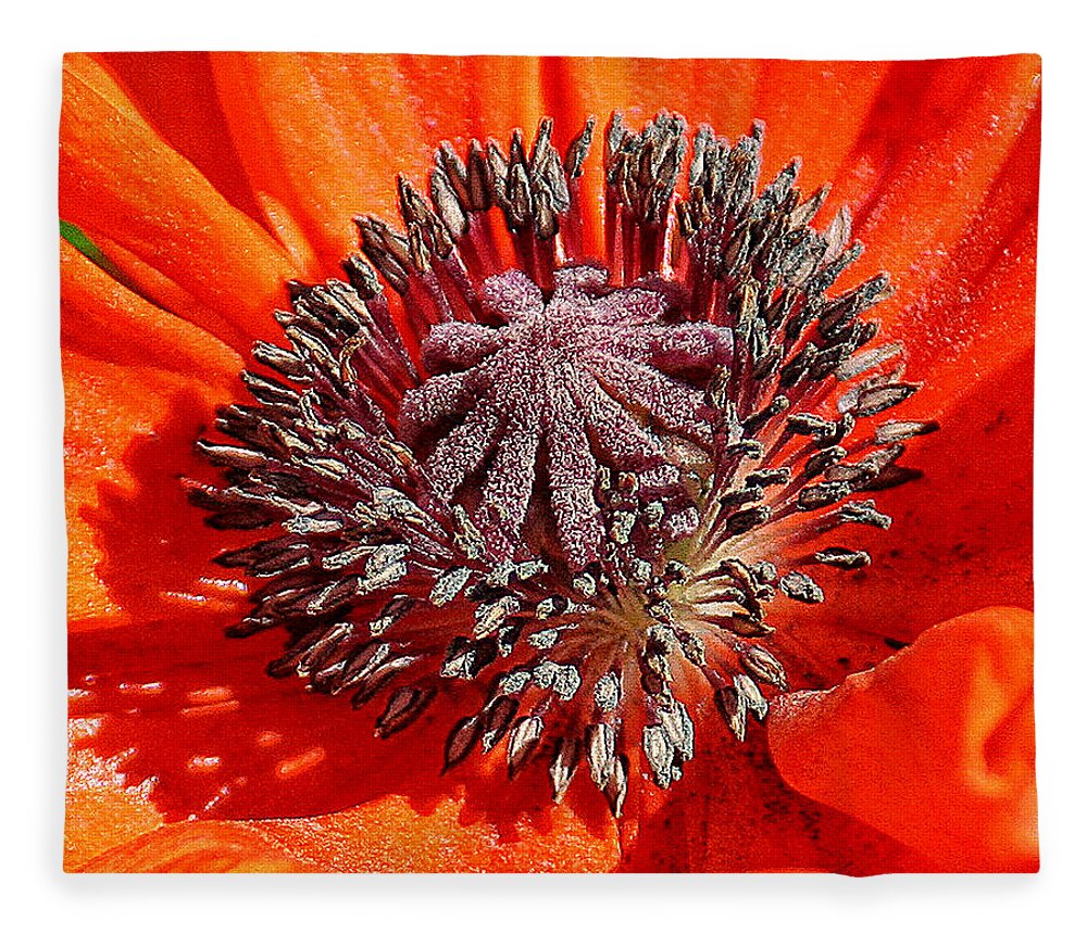Nature Fleece Blanket featuring the photograph Orange Poppy by William Selander