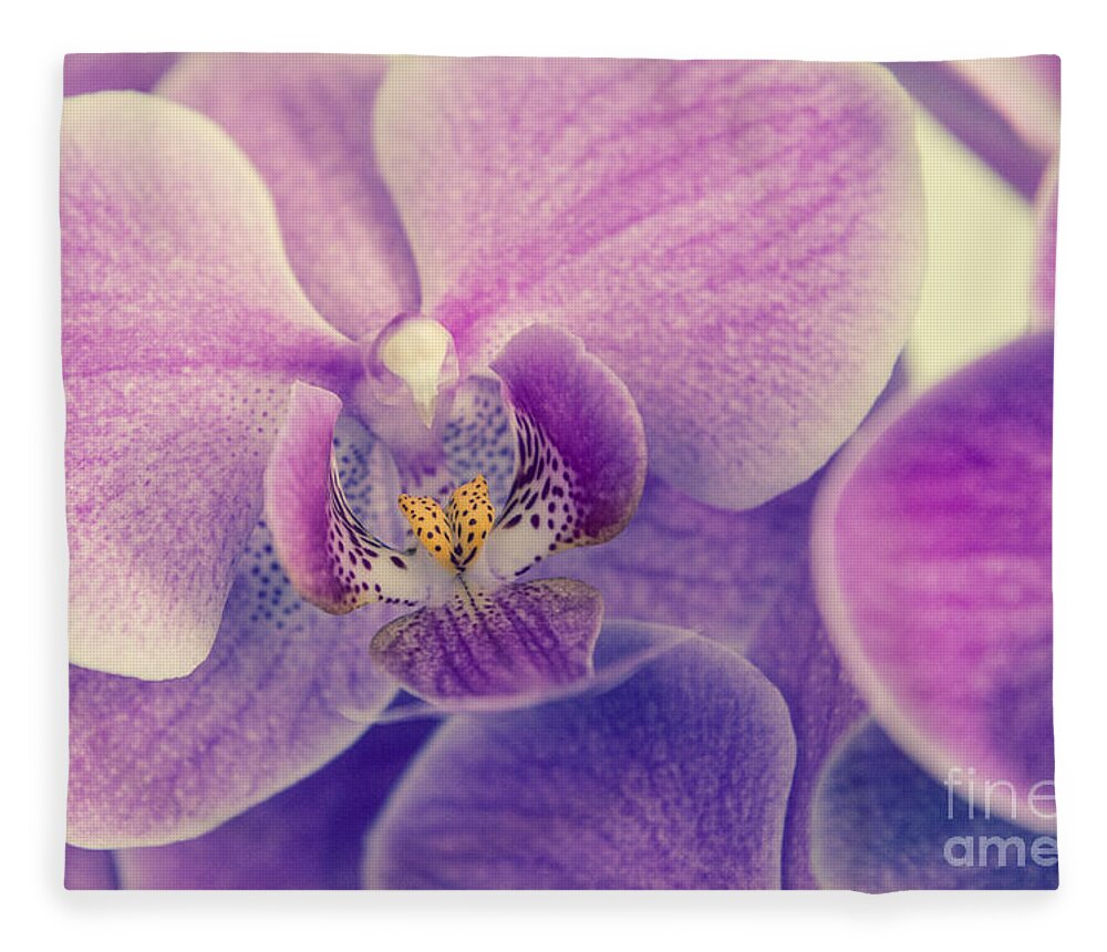 Asia Fleece Blanket featuring the photograph Orchid Lilac Dark by Hannes Cmarits