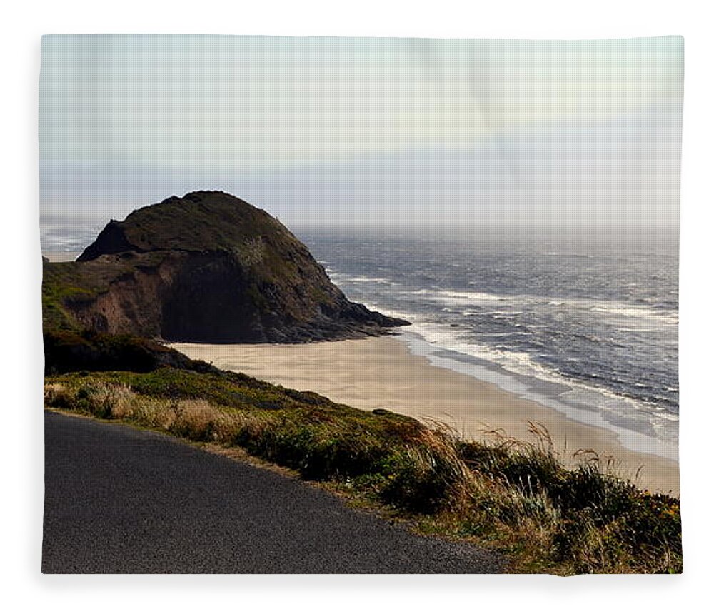 Shore Fleece Blanket featuring the photograph Oregon Coast and Fog by Michelle Calkins
