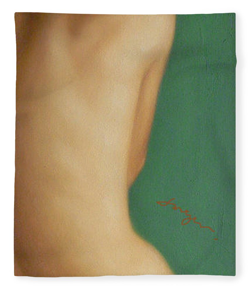 Original Oil Painting Art Fleece Blanket featuring the painting Original Classic Oil Painting Man Body Art-the Young Male Nude#16-2-1-07 by Hongtao Huang