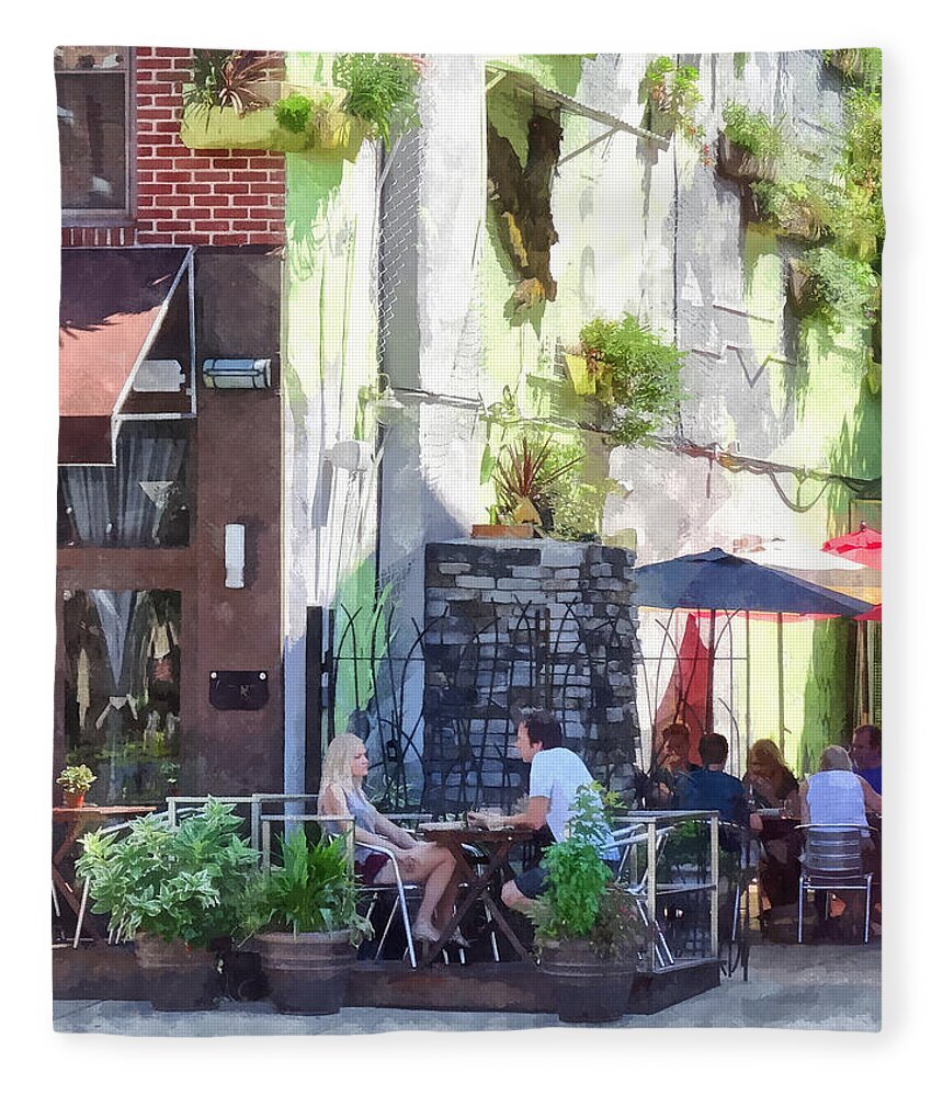 Cafe Fleece Blanket featuring the photograph Outdoor Cafe Philadelphia PA by Susan Savad