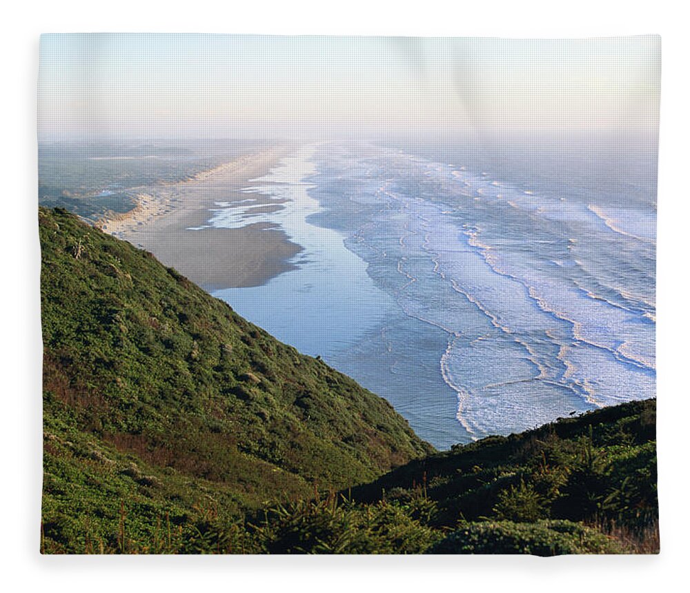 Shadow Fleece Blanket featuring the photograph Overhead View Of Florence Beach by John Elk