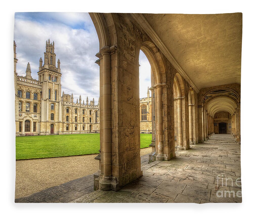 Oxford Fleece Blanket featuring the photograph Oxford University - All Souls College 2.0 by Yhun Suarez