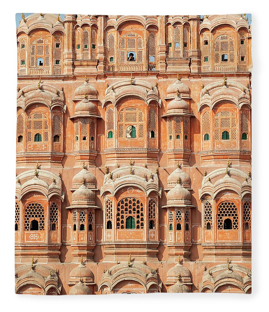 Built Structure Fleece Blanket featuring the photograph Palace Of The Winds Hawa Mahal, Jaipur by Peter Adams