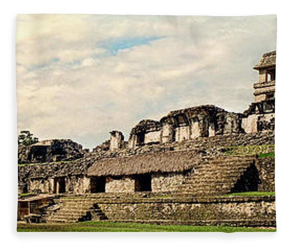 Palenque Fleece Blanket featuring the photograph Palenque Panorama Unframed by Weston Westmoreland