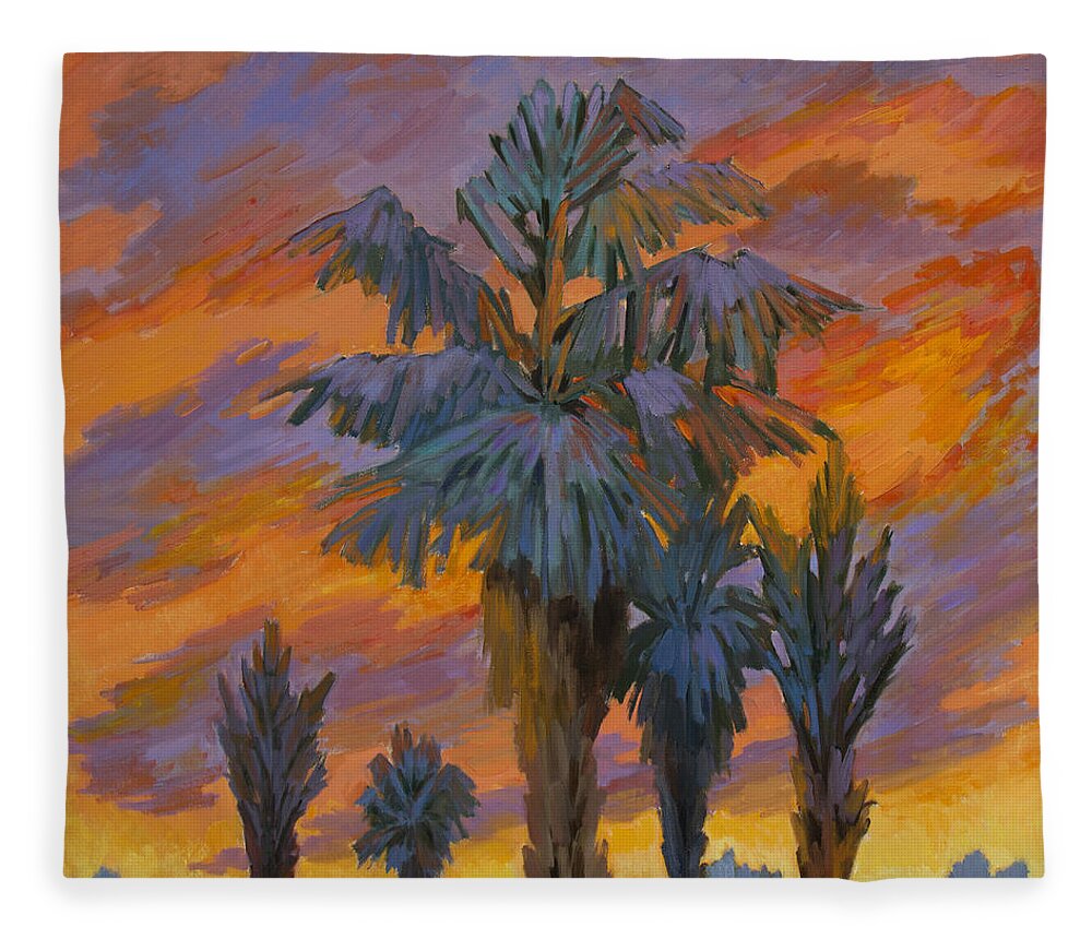 Palm Trees Fleece Blanket featuring the painting Palm Trees Can Glow by Diane McClary