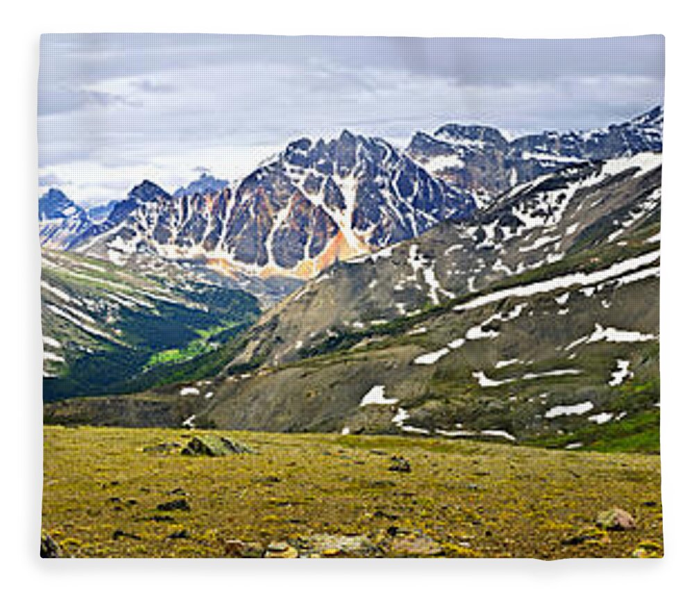 Mountains Fleece Blanket featuring the photograph Panorama of Rocky Mountains in Jasper National Park by Elena Elisseeva