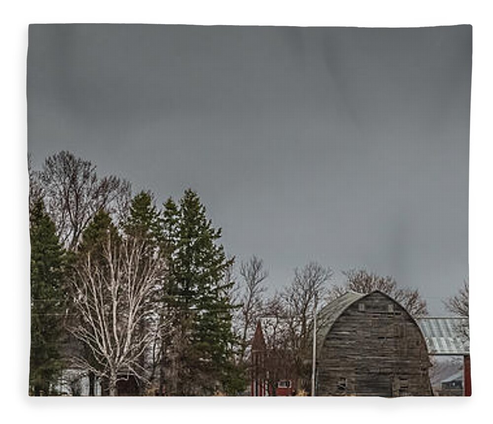 Barn Fleece Blanket featuring the photograph Panoramic Farm Scene by Paul Freidlund