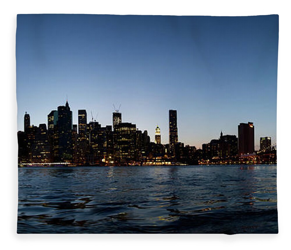 Panoramic Fleece Blanket featuring the photograph Panoramic Manhattan Skyline by Brian Lopiccolo