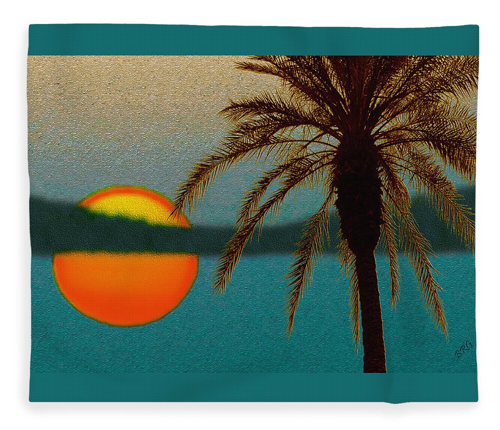 Sunset Fleece Blanket featuring the digital art Paradise Sun by Ben and Raisa Gertsberg
