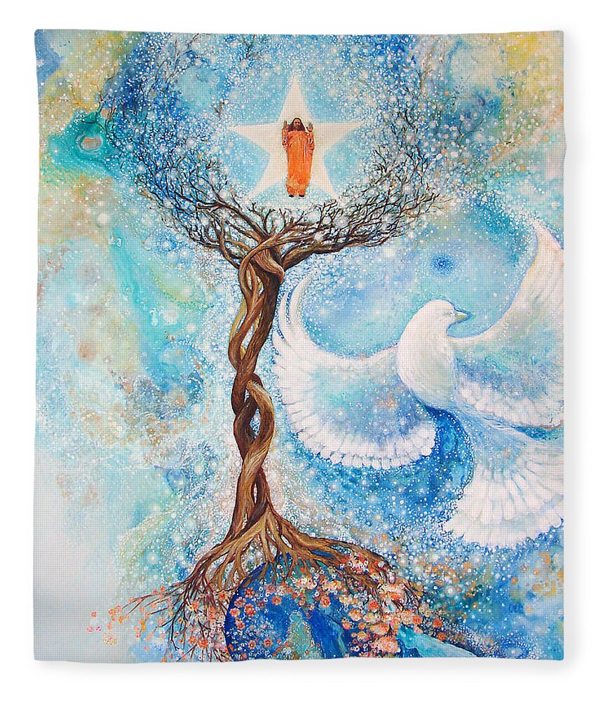 Guru Fleece Blanket featuring the painting Paramhansa Yogananda - Mist by Ashleigh Dyan Bayer