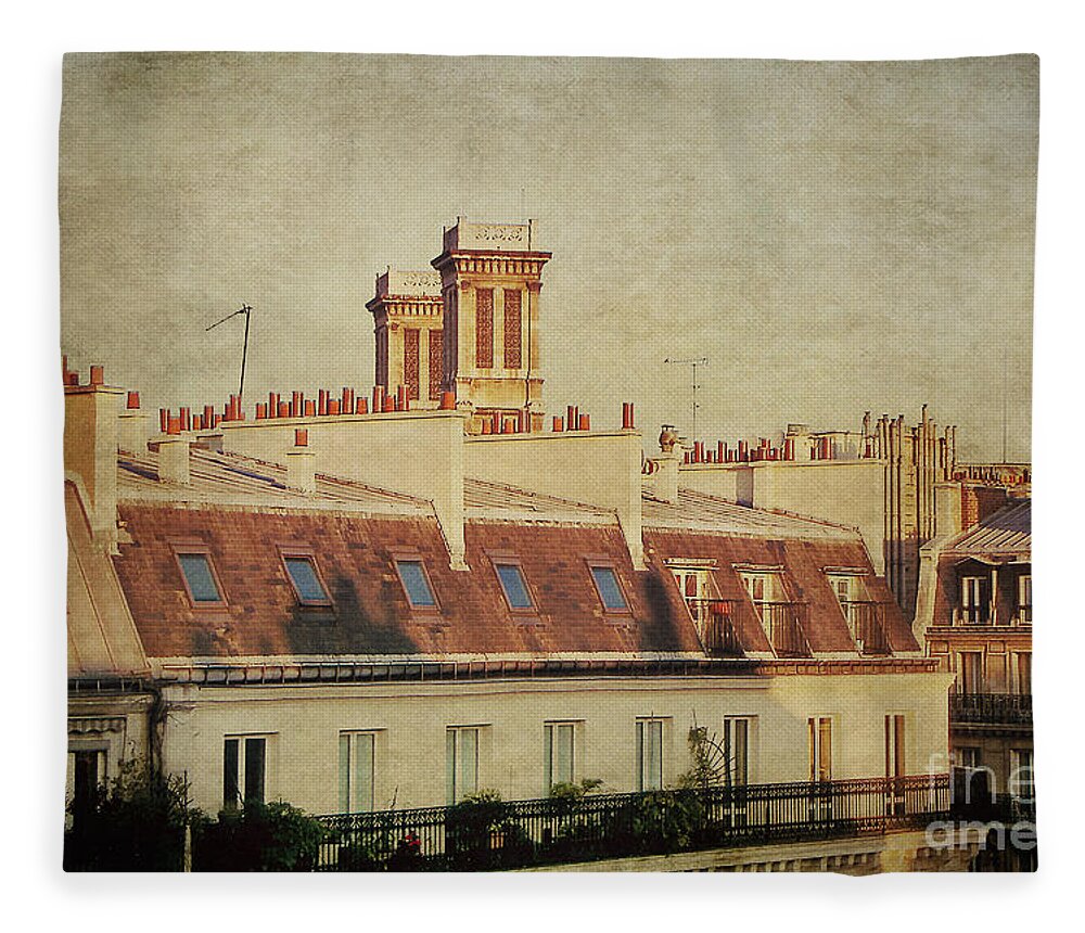 Photography Fleece Blanket featuring the photograph Paris rooftops by Ivy Ho