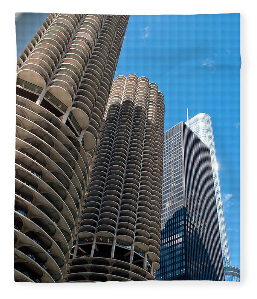 Parking Towers Fleece Blanket featuring the photograph Parking Towers in Chicago by Dejan Jovanovic