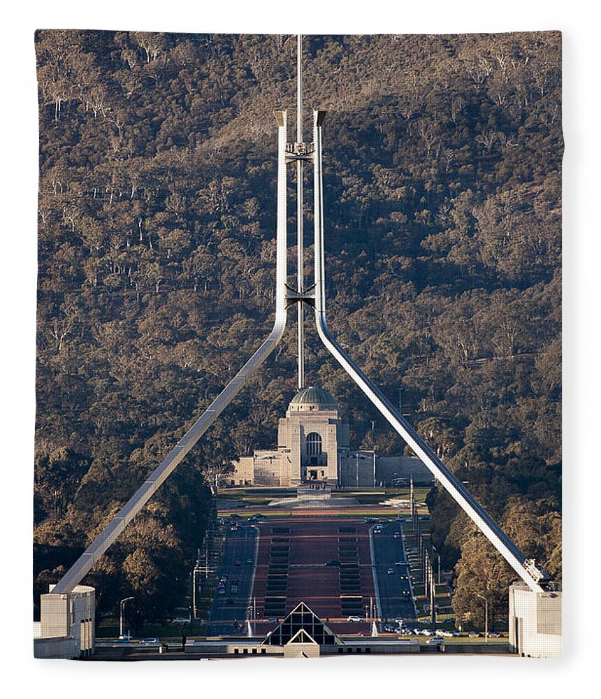 Australia Fleece Blanket featuring the photograph Parliament and war memorial australia by Steven Ralser