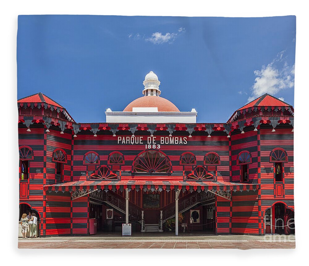 19th Century Style Fleece Blanket featuring the photograph Parque de Bombas Fire Station in Ponce Puerto Rico by Bryan Mullennix