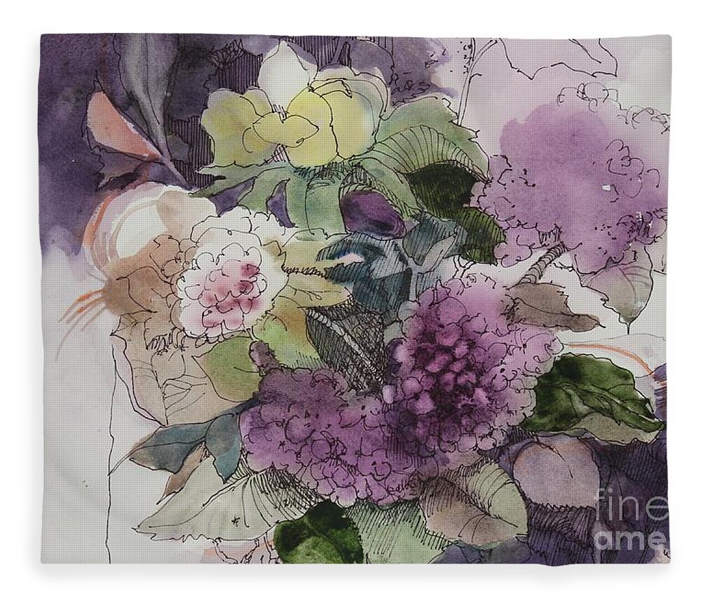 Flowers Fleece Blanket featuring the painting Passionate About Purple by Elizabeth Carr
