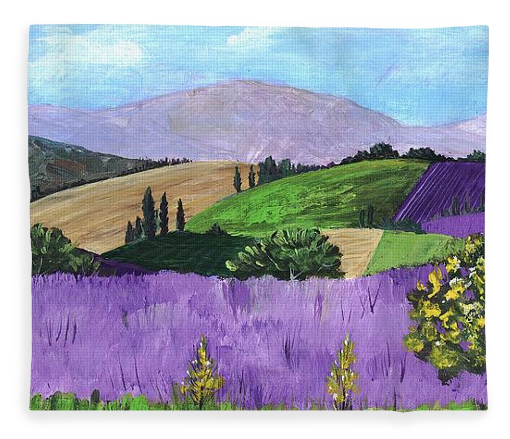 Malakhova Fleece Blanket featuring the painting Pays de Sault by Anastasiya Malakhova