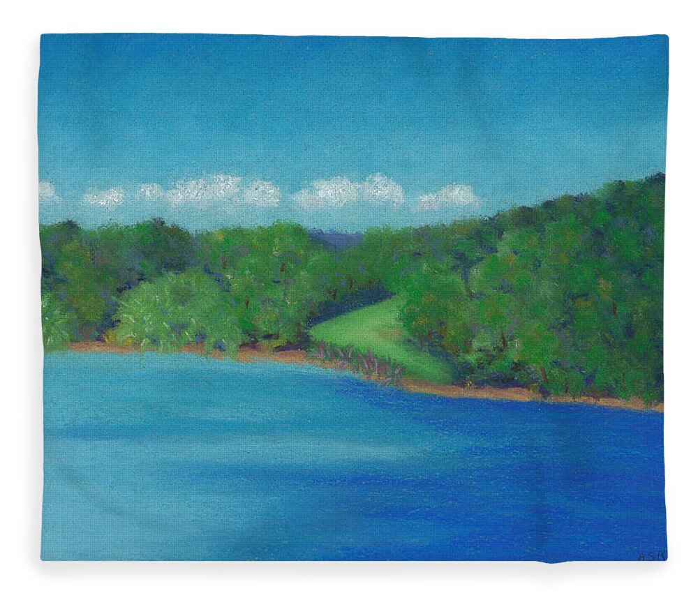 Landscape Fleece Blanket featuring the pastel Peaceful Beginnings by Anne Katzeff