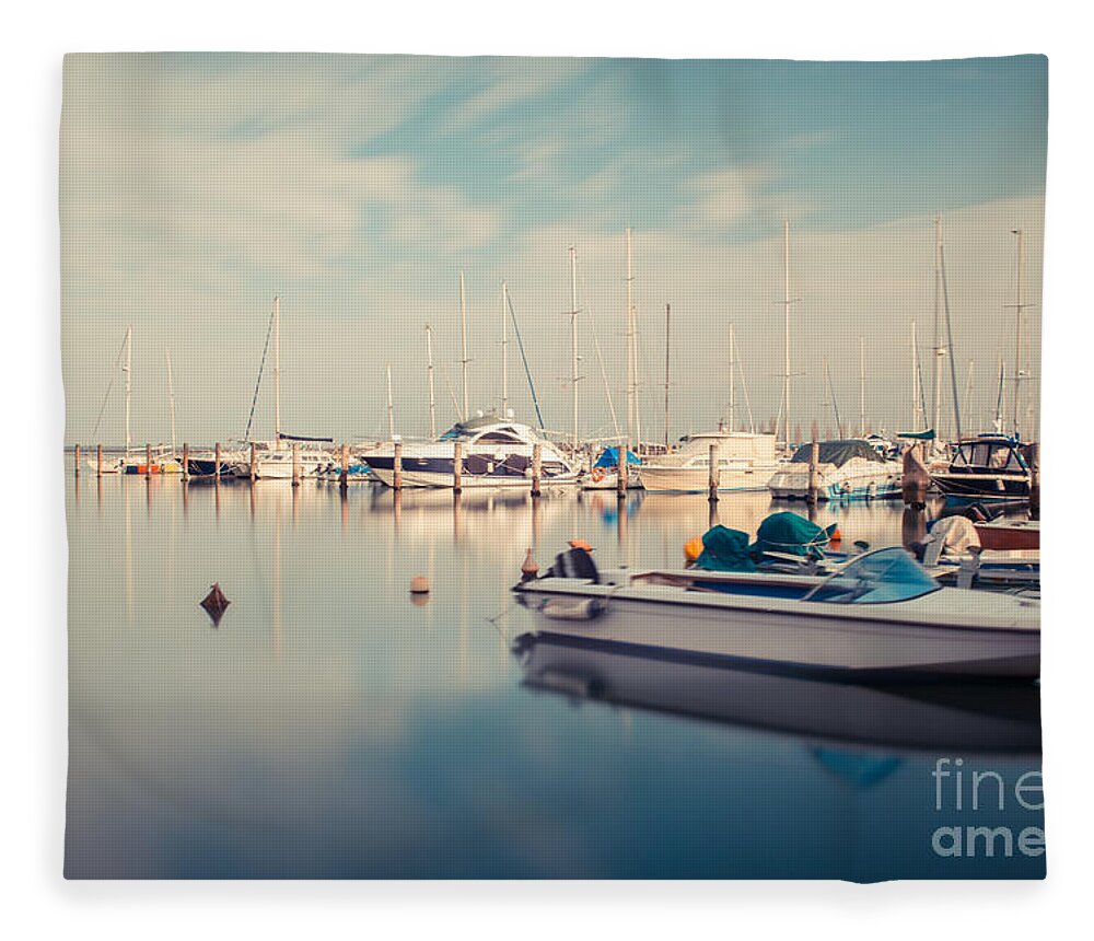 Grado Fleece Blanket featuring the photograph Peaceful Harbour by Hannes Cmarits