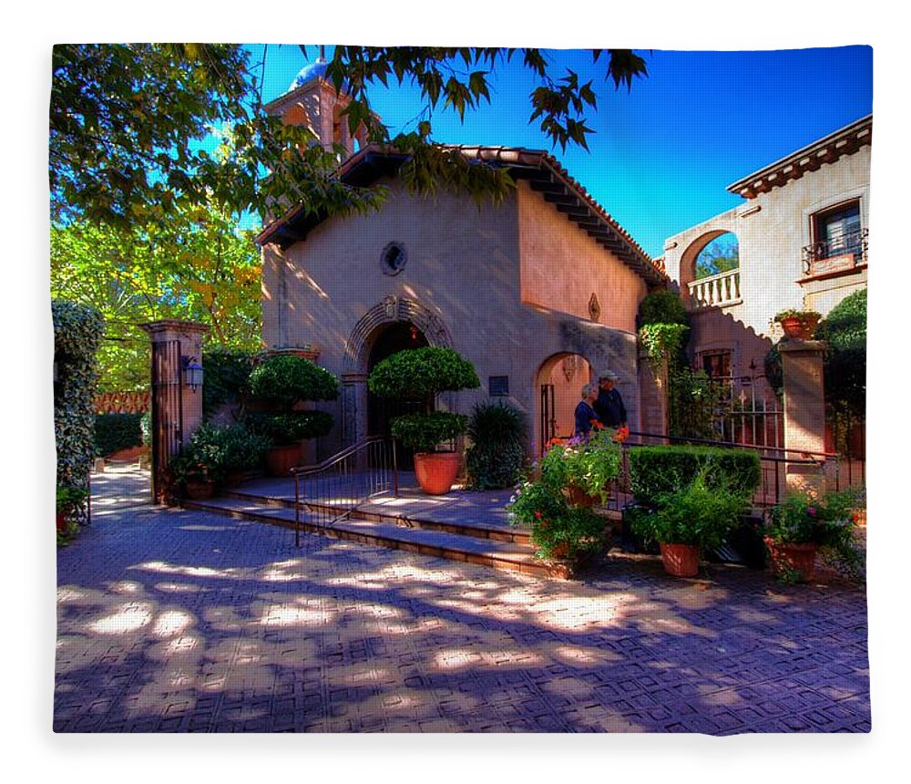 Church Fleece Blanket featuring the photograph Peaceful Plaza by Dave Files